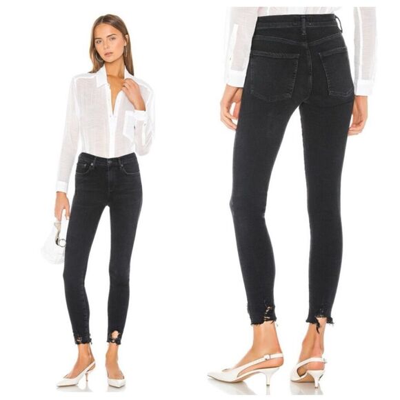 AGOLDE Sophie Mid Rise Skinny Ankle Jeans Black Size 26 - Picture 1 of 14